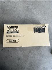 CANON AE-1 PROGRAM W CANON LENS FD 50MM 1:1.8 VIVITAR AUTO/BOUNCE